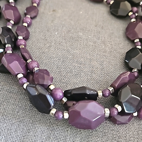 Premier Designs Grapevine multi strand necklace purple matte silver adjustable - Picture 5 of 6